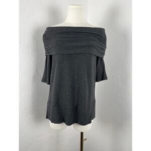 LOU & GREY Off-Shoulder Ruched Knit-Jersey Top Tunic-slit Hem (Women: Large)